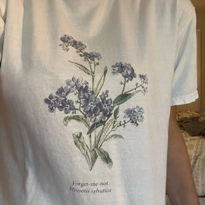 Brandy Melville White Tee with Blue Floral Print